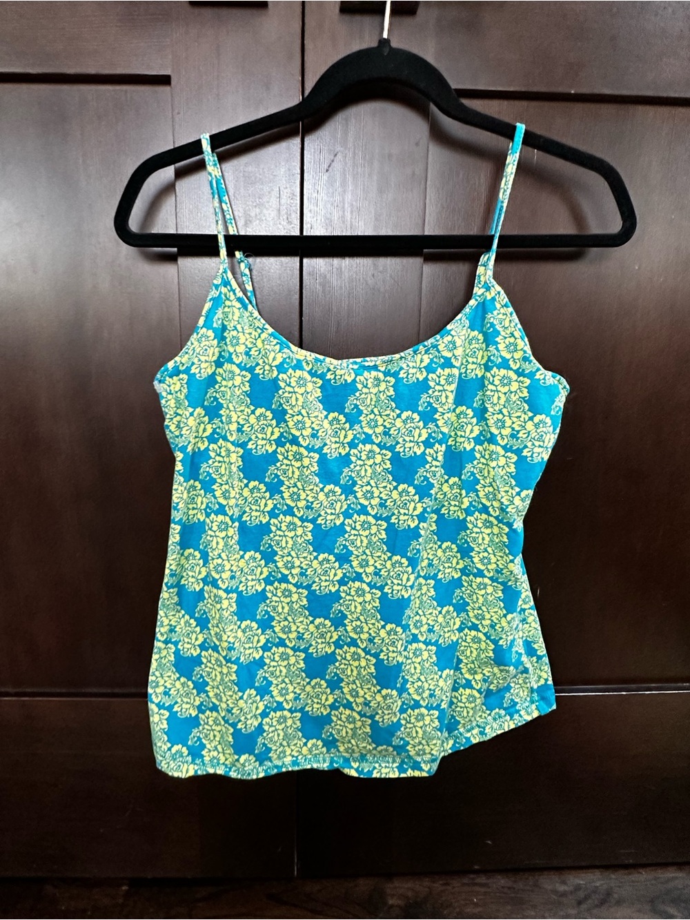 Route 66 Teal and Yellow Floral Spaghetti Strap Camisole